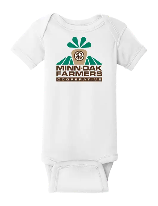 Rabbit Skins White Infant Short Sleeve Baby Rib Bodysuit w/Minn-Dak Farmers Cooperative Logo