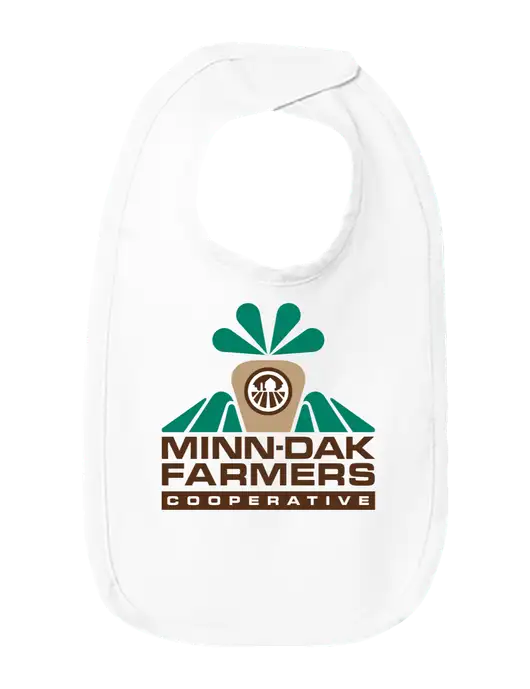 Rabbit Skins White Infant Premium Jersey Bib w/Minn-Dak Farmers Cooperative Logo