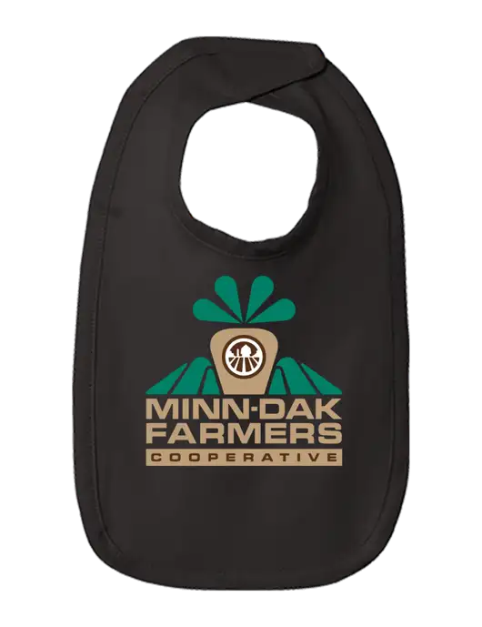 Rabbit Skins Black Infant Premium Jersey Bib w/Minn-Dak Farmers Cooperative Logo