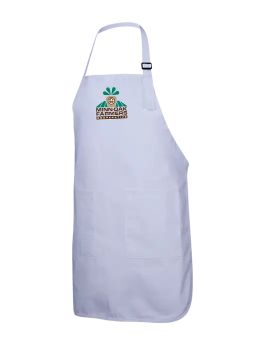 Full-Length White Apron With Pockets w/Minn-Dak Farmers Cooperative Logo