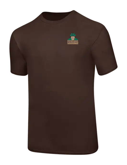 Ring Spun Dark Brown 4.5 oz T-Shirt w/Minn-Dak Farmers Cooperative Logo