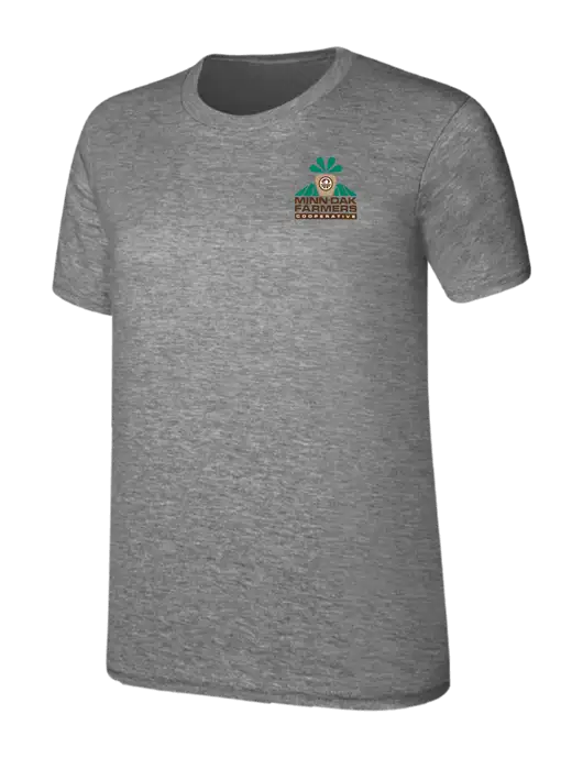 Womens Ring Spun Light Grey Heather 4.5 oz T-Shirt w/Minn-Dak Farmers Cooperative Logo