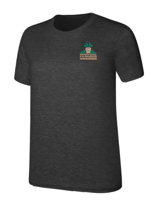 Womens Ring Spun Dark Heather Grey 4.5 oz T-Shirt w/Minn-Dak Farmers Cooperative Logo