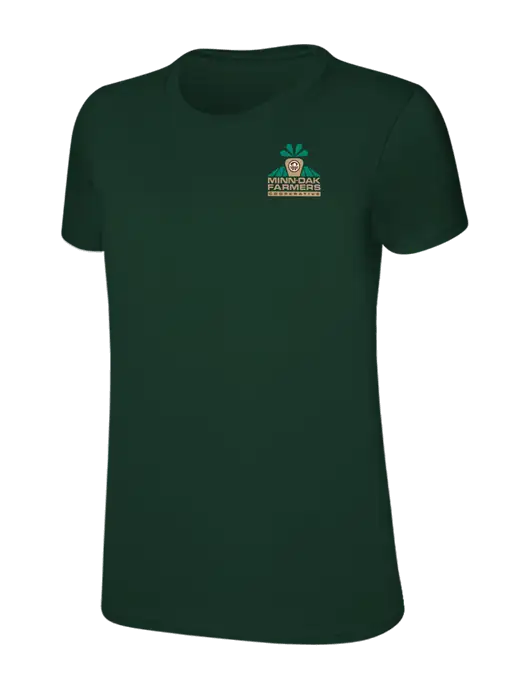 Womens Ring Spun Forest Green 4.5 oz T-Shirt w/Minn-Dak Farmers Cooperative Logo