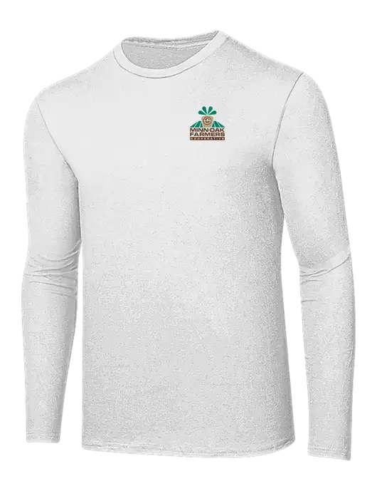 Ring Spun White 4.5 oz Long Sleeve T-Shirt w/Minn-Dak Farmers Cooperative Logo