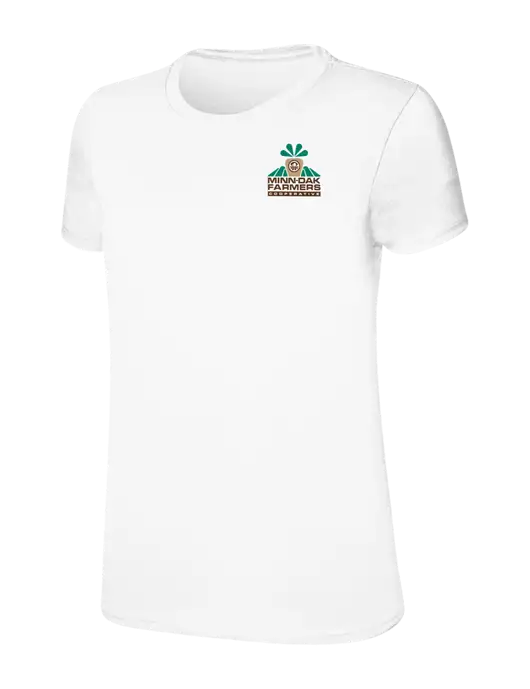 Womens Ring Spun White 4.5 oz T-Shirt w/Minn-Dak Farmers Cooperative Logo