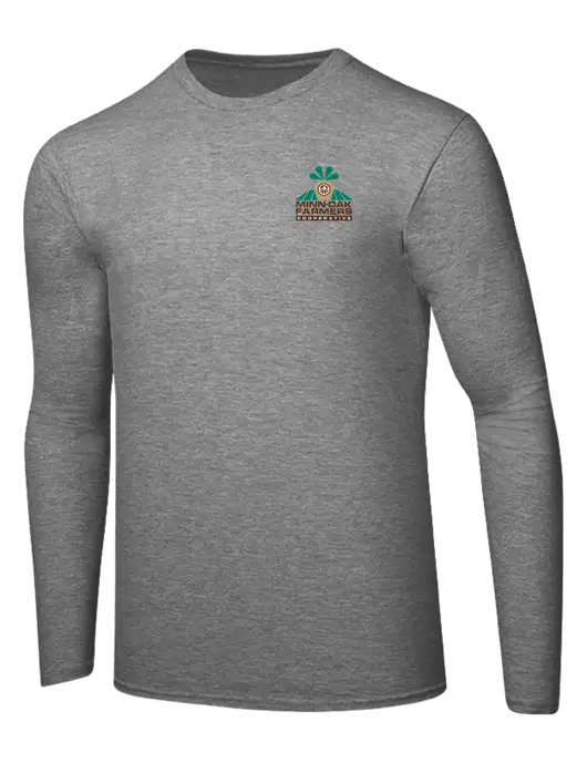Ring Spun Light Heather Grey 4.5 oz Long Sleeve T-Shirt w/Minn-Dak Farmers Cooperative Logo