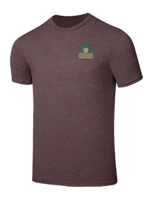 Seriously Soft Heathered Brown T-Shirt w/Minn-Dak Farmers Cooperative Logo