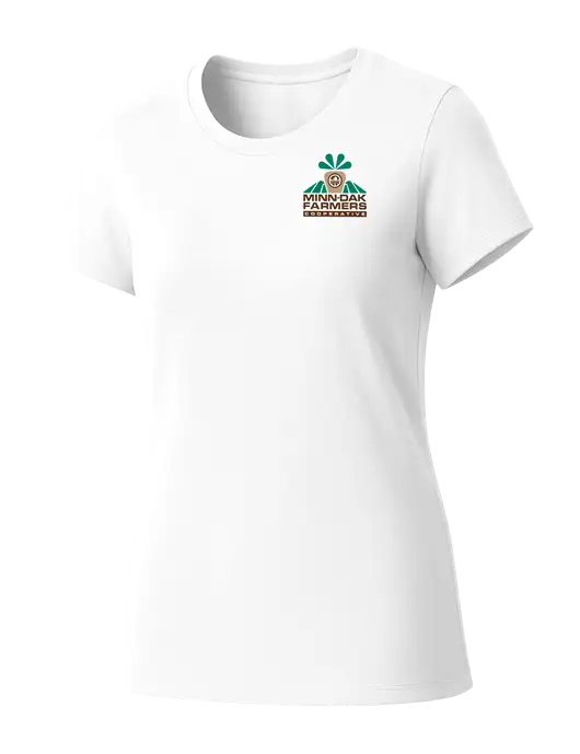 Womens Seriously Soft White T-Shirt w/Minn-Dak Farmers Cooperative Logo