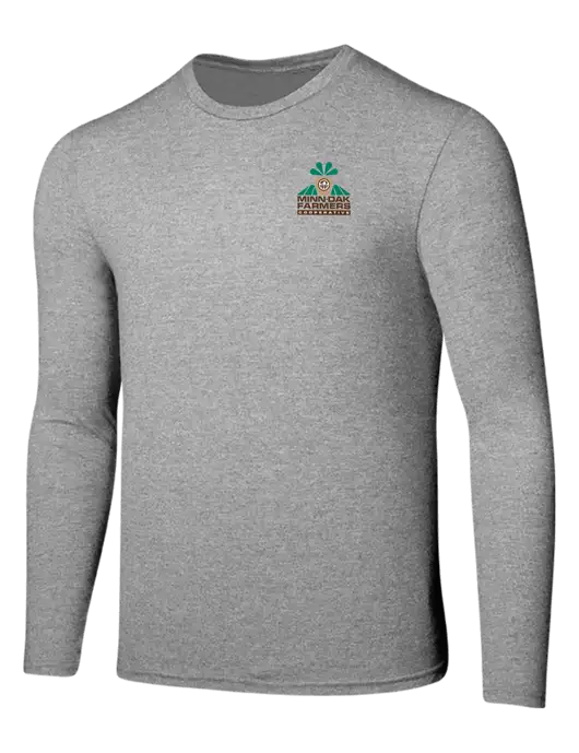 Seriously Soft Light Heathered Grey Long Sleeve T-Shirt w/Minn-Dak Farmers Cooperative Logo