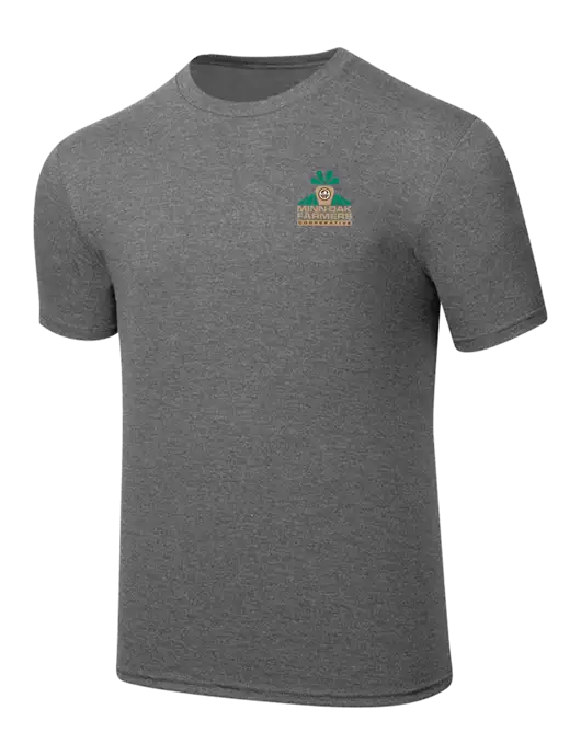 Simply Soft Heathered Medium Grey 4.5oz  Poly/Combed Ring Spun Cotton T-Shirt w/Minn-Dak Farmers Cooperative Logo