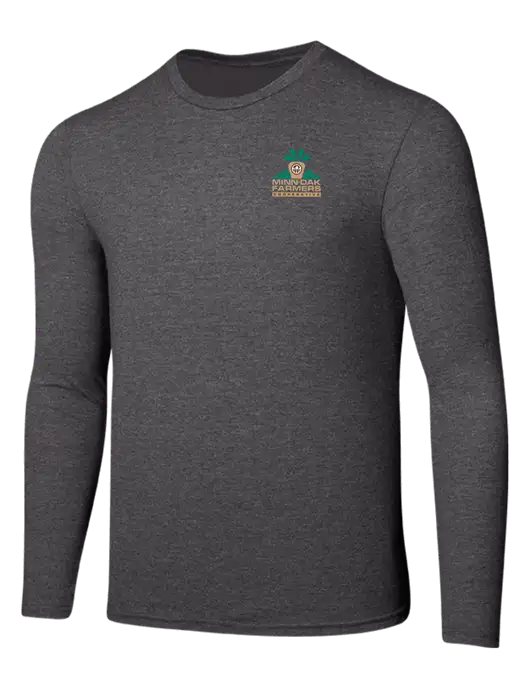 Seriously Soft Heathered Charcoal Long Sleeve T-Shirt w/Minn-Dak Farmers Cooperative Logo