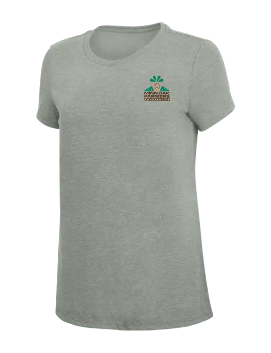 Womens Simply Soft Grey Frost 4.5oz  Poly/Combed Ring Spun Cotton T-Shirt w/Minn-Dak Farmers Cooperative Logo
