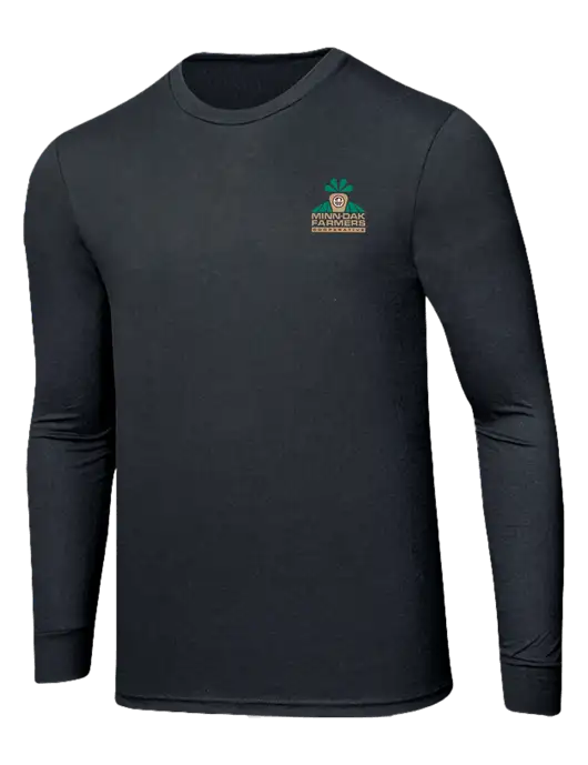 Simply Soft Long Sleeve Black Frost 4.5 oz, Poly/Combed Ring Spun Cotton T-Shirt w/Minn-Dak Farmers Cooperative Logo