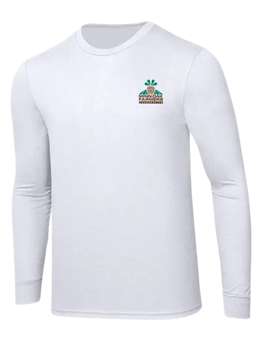 Simply Soft Long Sleeve White 4.5 oz, Poly/Combed Ring Spun Cotton T-Shirt w/Minn-Dak Farmers Cooperative Logo