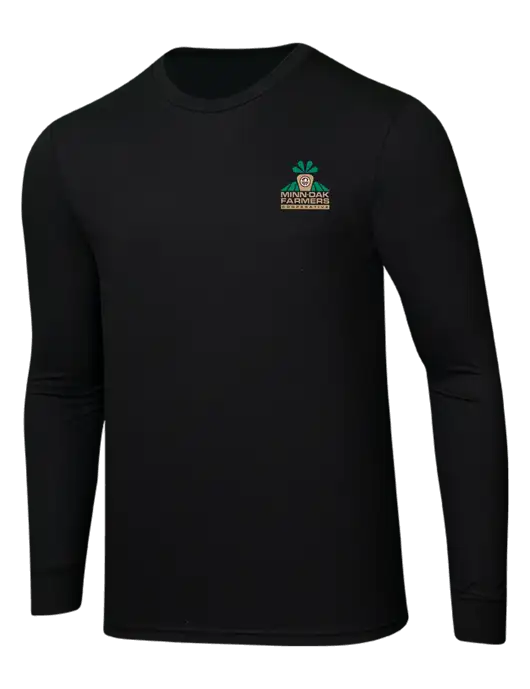 Simply Soft Long Sleeve Black 4.5 oz, Poly/Combed Ring Spun Cotton T-Shirt w/Minn-Dak Farmers Cooperative Logo