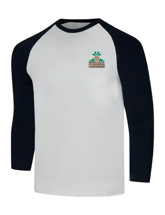 Simply Soft 3/4 Sleeve Black/White Ring Spun Cotton T-Shirt w/Minn-Dak Farmers Cooperative Logo
