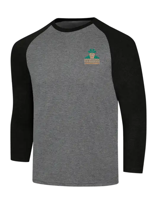 Simply Soft 3/4 Sleeve Black Frost/Grey Frost Ring Spun Cotton T-Shirt w/Minn-Dak Farmers Cooperative Logo