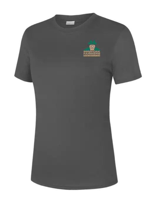  Womens Dark Grey PosiCharge Competitor Tee w/Minn-Dak Farmers Cooperative Logo
