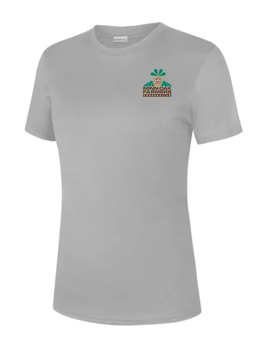  Womens Light Grey PosiCharge Competitor Tee w/Minn-Dak Farmers Cooperative Logo