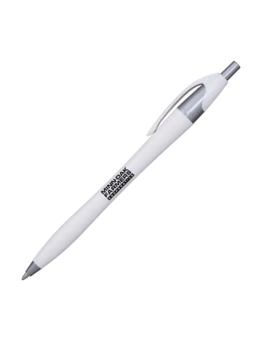 Novella White/Silver Shimmer Pen - Blue Ink w/Minn-Dak Farmers Cooperative Logo