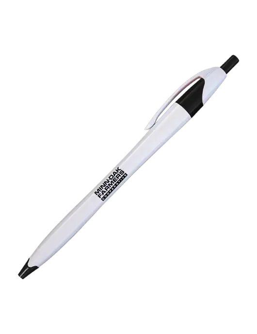 Novella White/Black Classic Pen - Blue Ink w/Minn-Dak Farmers Cooperative Logo