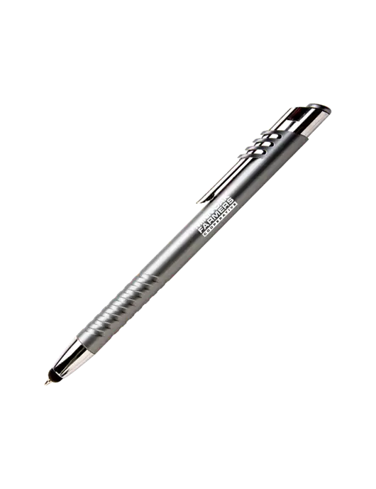 Schirhart Grey Stylus Pen - Blue Ink w/Minn-Dak Farmers Cooperative Logo