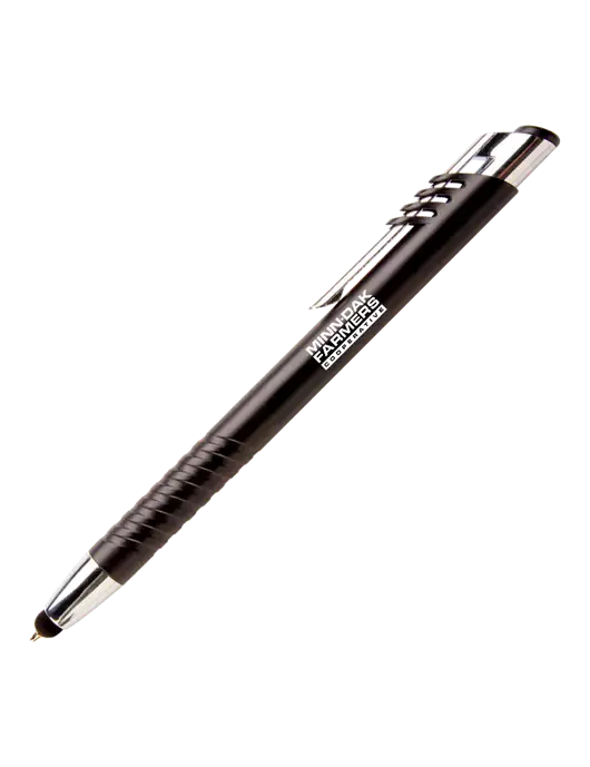 Schirhart Black Stylus Pen - Blue Ink w/Minn-Dak Farmers Cooperative Logo