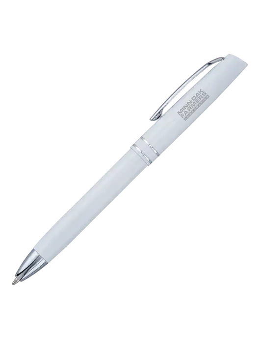 White Anguilla Black Ink Pen w/Minn-Dak Farmers Cooperative Logo