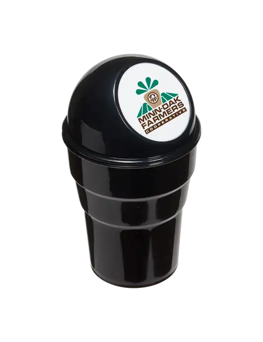 Black Car Cup Holder Trash Can w/Minn-Dak Farmers Cooperative Logo