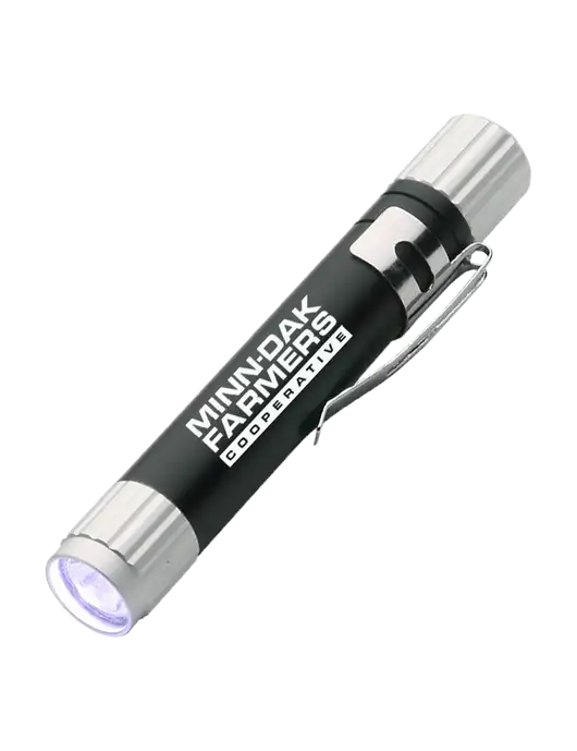 Black Aluminum LED Penlight w/Minn-Dak Farmers Cooperative Logo