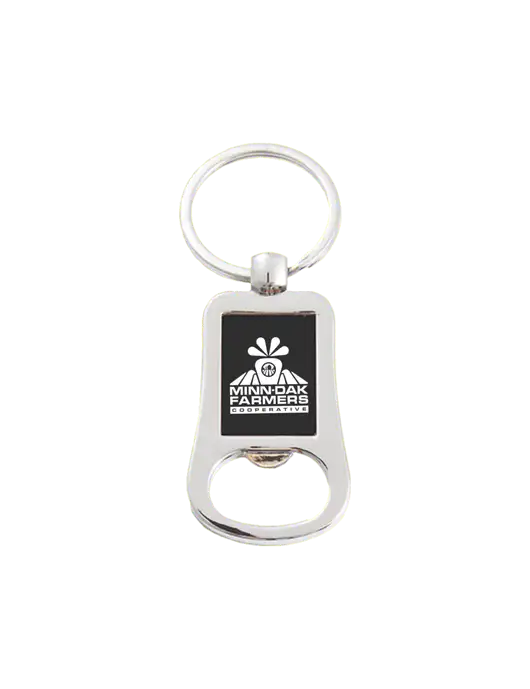 Silver & Black Bottle Opener Keychain w/Minn-Dak Farmers Cooperative Logo