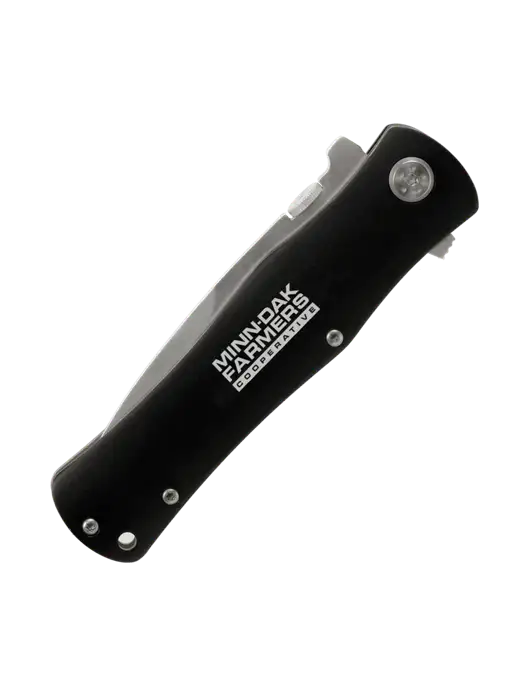 Black Folding Knife with Pocket Clip w/Minn-Dak Farmers Cooperative Logo