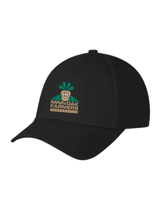 Black Structured Cap Hook & Loop w/Minn-Dak Farmers Cooperative Logo