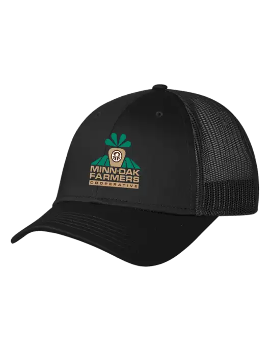 Black Mesh Trucker Cap Snap Back w/Minn-Dak Farmers Cooperative Logo