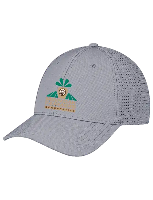 Grey Performance Stretchable Cap Hook & Loop w/Minn-Dak Farmers Cooperative Logo