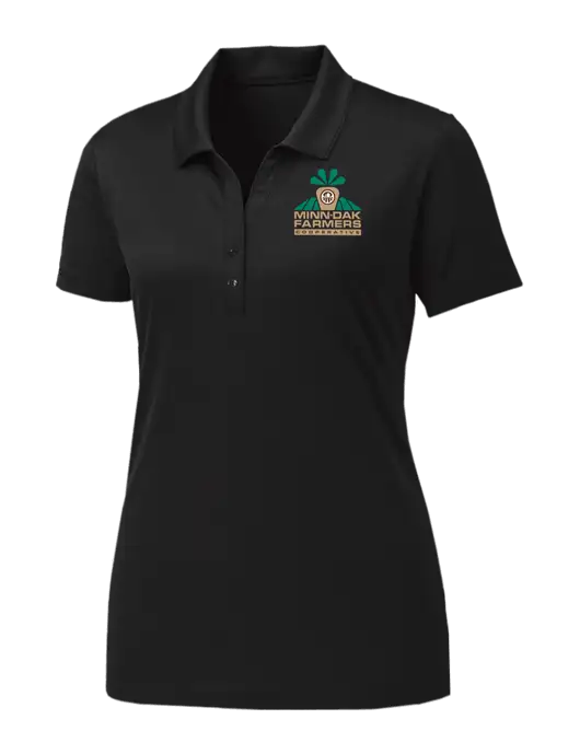 Womens Black PosiCharge Competitor Polo w/Minn-Dak Farmers Cooperative Logo