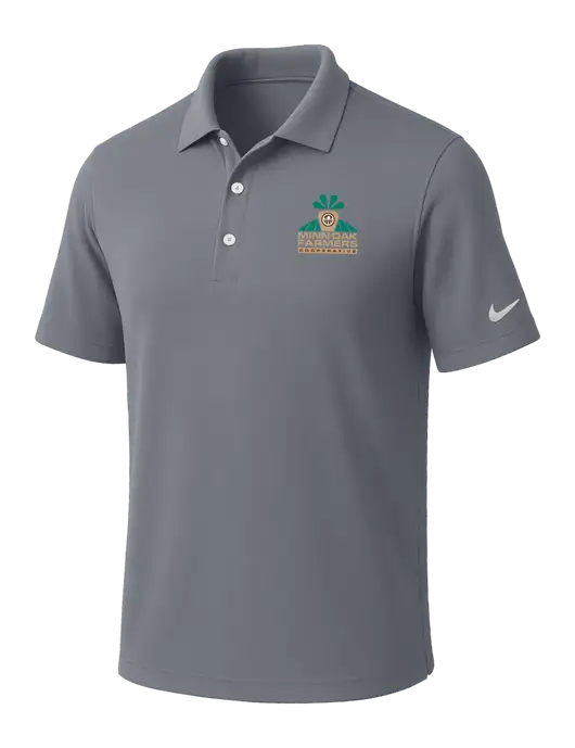 NIKE Medium Grey Dri-Fit Micro Pique Polo w/Minn-Dak Farmers Cooperative Logo