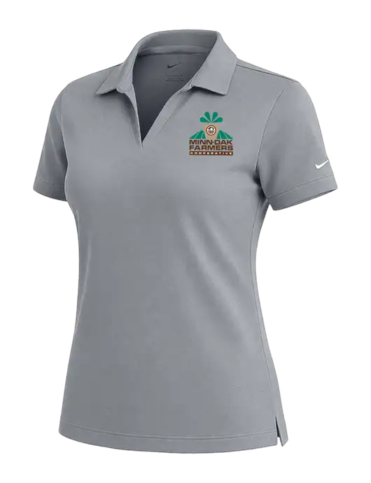 NIKE Medium Grey Womens Dri-Fit Micro Pique Polo w/Minn-Dak Farmers Cooperative Logo
