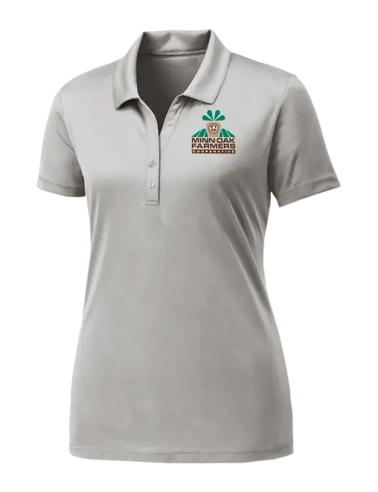 Womens Very Light Grey PosiCharge Competitor Polo w/Minn-Dak Farmers Cooperative Logo