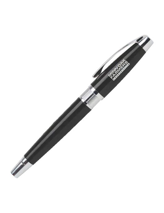 Masscotti Black Rollerball Pen - Black Ink w/Minn-Dak Farmers Cooperative Logo