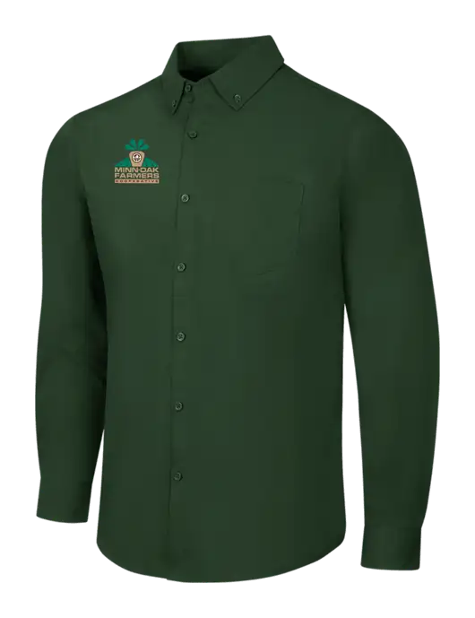 Forest Green Long Sleeve Carefree Poplin Shirt w/Minn-Dak Farmers Cooperative Logo