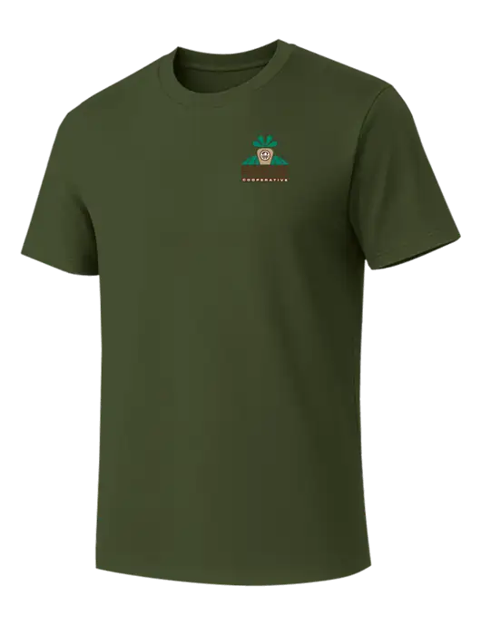 Allmade Dark Olive Green Organic Cotton Tee w/Minn-Dak Farmers Cooperative Logo
