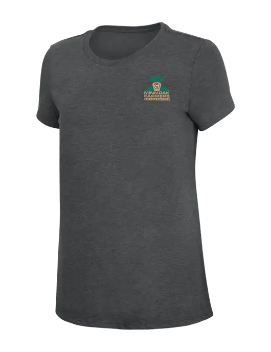 Womens Simply Soft Charcoal 4.5oz Poly/Combed Ring Spun Cotton T-Shirt w/Minn-Dak Farmers Cooperative Logo