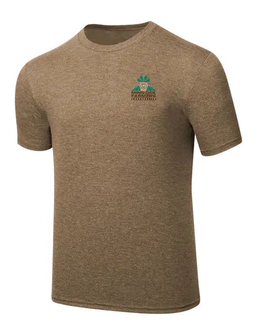 Simply Soft Light Brown Heathered 4.5oz  Poly/Combed Ring Spun Cotton T-Shirt w/Minn-Dak Farmers Cooperative Logo