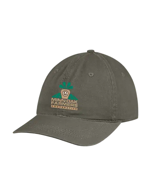 Garment Washed Unstructured Twill Olive Cap w/Minn-Dak Farmers Cooperative Logo