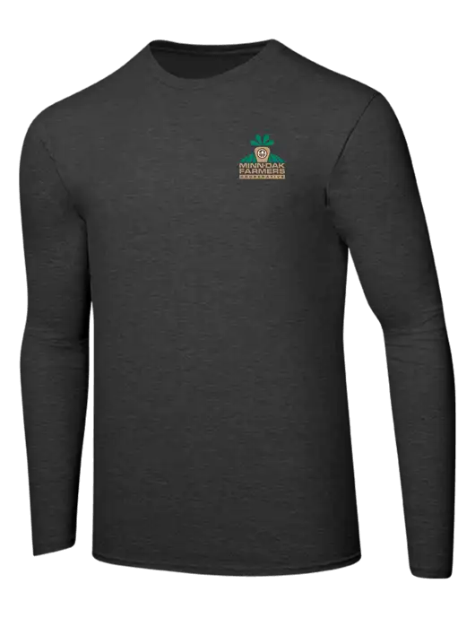 Ring Spun Dark Heather Grey 4.5 oz Long Sleeve T-Shirt w/Minn-Dak Farmers Cooperative Logo