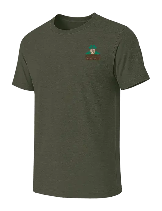BELLA+CANVAS Heather Dark Military Green CVC Short Sleeve Tee w/Minn-Dak Farmers Cooperative Logo