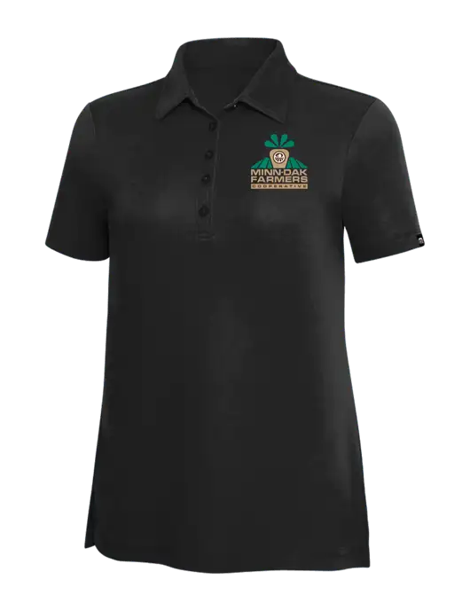 TravisMathew Black Solid Womens Oceanside Polo w/Minn-Dak Farmers Cooperative Logo
