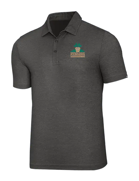 TravisMathew Black Heather Oceanside Polo w/Minn-Dak Farmers Cooperative Logo